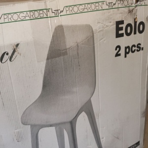 Set 2 scaune de gradina/terasa fara brate, Progarden, Eolo, polipropilena, alb cu picioare gri, 45x49.5x81 cm, Resigilat, Grad B - Img 2
