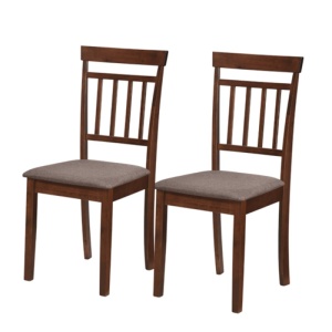 Set 2 scaune dining / bucatarie Drimus Hudson, lemn masiv, tapiterie stofa,100 kg, 94x50x42 cm, nuc/maro