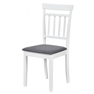 Set 2 scaune dining / bucatarie Drimus Hudson, lemn masiv, tapiterie stofa,100 kg, 94x50x42 cm, alb/gri - Img 3