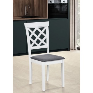 Set 2 scaune dining / bucatarie Drimus Vienna, lemn masiv, tapiterie stofa, sarcina maxima 100 kg, 94x49x40 cm, alb/gri - Img 2