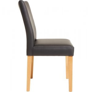 Set 2 scaune Medison, lemn masiv/piele PU, natur/negru, 93 x 57 x 48 cm 