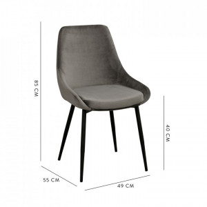 Set 2 scaune Sierra, tapițate, gri, 85 x 49 x 55 cm - Img 5