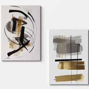 Set 2 tablouri decorative canvas, 2x70x100 cm, panza/lemn, multicolor - Verificat A · Re-Bloom - Img 1