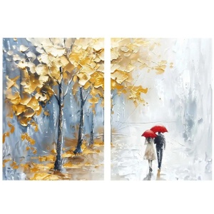 Set 2 tablouri decorative canvas 80x120 cm, panza/lemn, multicolor - Verificat A · Re-Bloom
