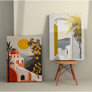 Set 2 tablouri decorative Re-Bloom, panza/lemn, multicolor, 50 x 70 cm - Img 3
