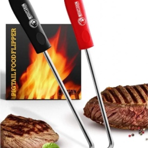 Set 2 ustensile pentru gratar Pigtail, Mountain Grillers, otel inoxidabil
