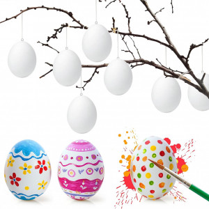 Set 24 de oua cu accesorii pentru decorat Gallop, plastic, alb, 6 x 4 cm