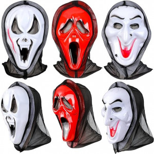 Set 2 masti de Halloween Qpout,PVC, alb/rosu, 34x8 cmV