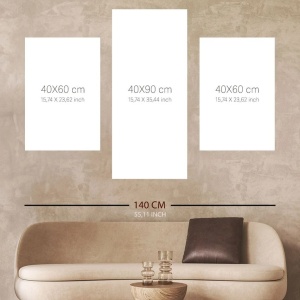 Set 3 tablouri decorative canvas model padure, 2x40x60 cm + 1x40x90 cm, panza 100%/lemn 3cm, auriu/negru - Verificat A · Re-Bloom - Img 2