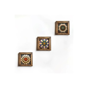 Set 3 tablouri decorative inramate MDF 16x16x2 cm, imprimare UV, cadru molid 100%, multicolor - Verificat A · Re-Bloom - Img 4