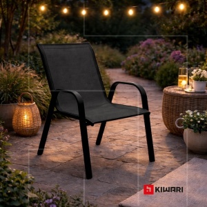 Set 32 scaune Kiwari Lago 55.5x72.5x92.5 cm, suprapozabile, 110 kg, interior/exterior, negru - Img 3