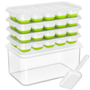 Set 4 forme pentru gheata, o caserola si o scafa AcrossSea, silicon, alb/verde/transparent - Img 1
