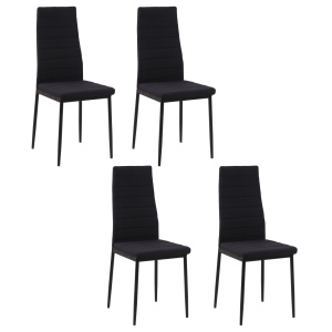 Set 4 scaune tapitate Re-Bloom, textil poliester efect in/metal, 41x50x97 cm, sezut 47 cm, 120 kg, negru - Verificat A · Re-Bloom