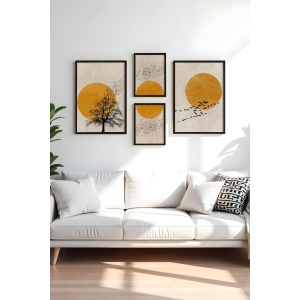 Set 4 tablouri decorative MDF/lemn masiv, 2x30x40 cm + 2x50x70 cm, multicolor - Verificat A · Re-Bloom
