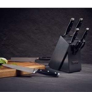 Set 8 piese Cutite pentru bucatarie, Orient, Origin Series, Suport Granit, foarfeca, Premium, Otel Inoxidabil German X50 Ultra+, Negru, Resigilat, Grad A - Img 2