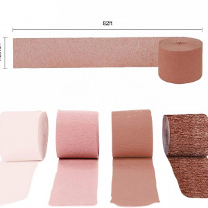 Set 8 role de hartie creponata pentru decor/mestesuguri Nicrolandee, rose gold, 25 m x 5 cm