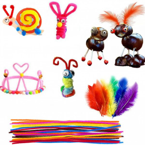 Set accesorii de bricolaj pentru copii Bubuny, textil/plastic/lemn, multicolor, 255 piese - Img 4