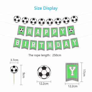 Set aniversar CHALA, model fotbal, carton, verde/negru/alb, 15 piese - Img 2