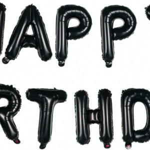 Set baloane Happy Birthday PARTY GO, 13 piese, folie, negru, 40 cm - Img 1