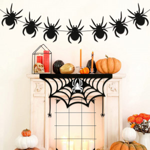 Set banner si decor pentru Halloween Qpout, pasla/hartie/plastic, negru, 4 m / 80 x 48 cm - Img 2
