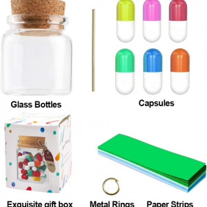 Set borcan cu 25 capsule pentru mesaje Amycute, sticla/plastic/hartie, multicolor, 9 x 3 x 10 cm - Img 8