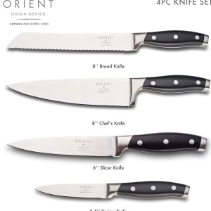 Set cutite de bucatarie Orient, Origin Series, 4 piese, din otel inoxidabil german X50 Ultra +, negru, Resigilat, Grad A - Img 3