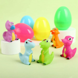 Set de 10 dinozauri si 10 oua pentru umplere de Paste LIHAO, plastic, multicolor, 3 x 6 cm / 6 x 8 cm - Img 6