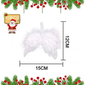 Set de 10 ornamente cu aripi pentru bradul de Craciun Sunshine, pene, alb, 12 x 15 cm - Img 3