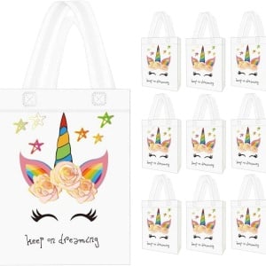 Set de 10 pungi cu unicorn Seakcoik, textil, multicolor, 26,4 x 19 x 8,1 cm