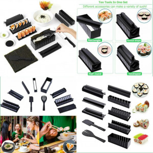 Set de 10 ustensile pentru preparare sushi JJYHEHOT, plastic, negru - Img 5