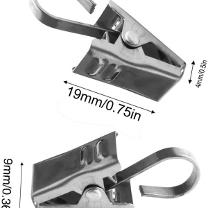 Set de 100 cleme pentru perdele Lertreeuk, otel inoxidabil, argintiu, 33 x 9 x 4 mm 