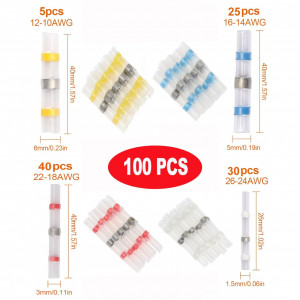 Set de 100 tuburi impermeabile pentru cabluri QINGHEC, poliolefina, multicolor