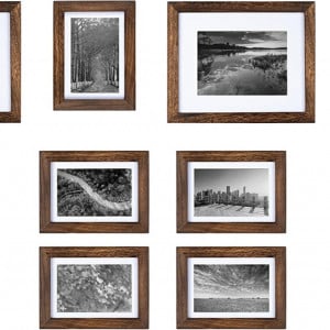 Set de 11 rame foto LOKCASA, lemn, alb/maro, 12.7 x 17.8 cm / 10.2 x 15.2 cm - Img 2