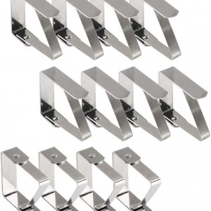 Set de 12 clipsuri pentru fata de masa Elion, metal, argintiu, 5 x 4 cm