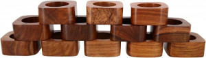 Set de 12 inele pentru servetele Ajuny, lemn masiv, maro inchis, 5 cm - Img 1