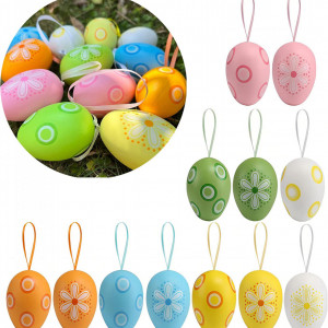 Set de 12 oua colorate pentru Paste BROMMAT, plastic, multicolor, 6 x 4 cm - Img 1