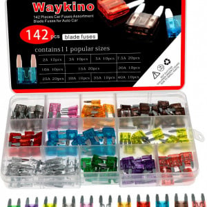 Set de 142 sigurante auto Waykino, 2A/3A/5A/7.5A/10A/15A/20A/25A/30A/35A/40A, metal/plastic, multicolor