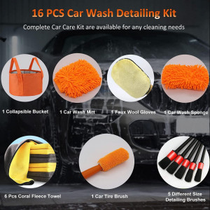 Set de 16 accesorii pentru curatenie auto Kairiyard, microfibra/plastic, multicolor