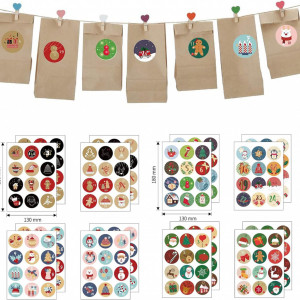 Set de 16 coli cu autocolante pentru calendar de advente Cerioll, hartie, multicolor, 180 x 130 mm