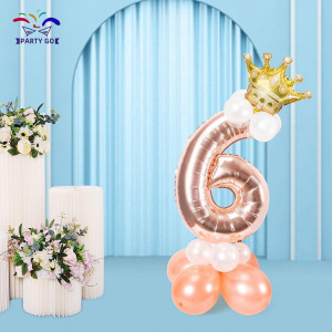 Set de 17 baloane pentru aniversare a 6 ani PARTY GO, folie/latex, rose gold, 106 cm 