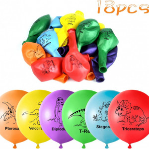 Set de 18 baloane pentru petrecere cu dinozauri TUPARKA, latex, multicolor, 30 cm - Img 5