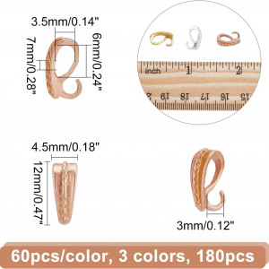 Set de 180 pandative pentru creare bijuterii CHGCRAFT, aliaj, auriu/argintiu/rose gold, 12 x 4,5 x 7 mm - Img 6