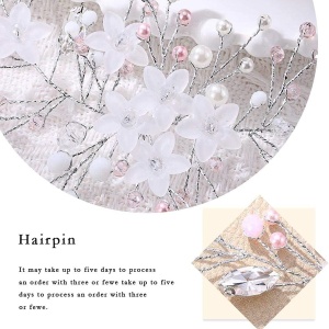 Set de 2 agrafe pentru par Yoshini, metal/acril, argintiu/alb