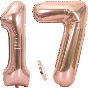 Set de 2 baloane pentru aniversare 17 ani Feelairy, folie, rose, 100 cm