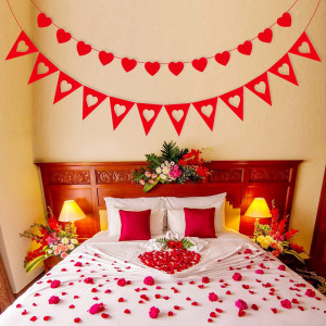 Set de 2 bannere cu inimi pentru Valentine's Day Qpout, rosu, pasla - Img 3