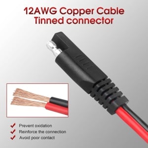 Set de 2 cabluri SAE la 12 AWG Paekq, cupru/PVC, rosu/negru, 33 cm