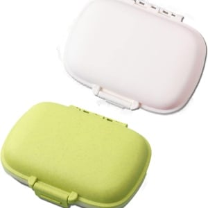 Set de 2 cutii pentru medicamente Fiawe, plastic, alb/verde, 10,9 x 7,9 cm