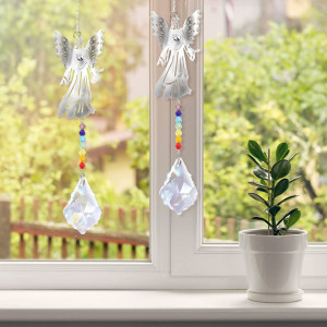 Set de 2 decoratiuni cu cristale pentru fereastra HONMOK, sticla/metal, multicolor, 38 x 3,5 cm - Img 6