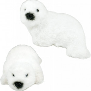 Set de 2 decoratiuni de Craciun Nature Vibe, alb, foca, blana, 15 x 8,9 x 6,1 cm / 10 x 9,4 x 15 cm - Img 1