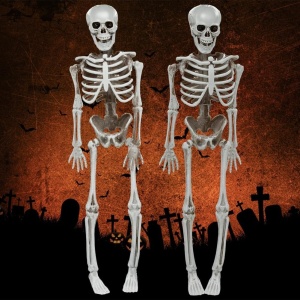 Set de 2 decoratiuni pentru Halloween Dlishka, model schelet, plastic, alb, 40 cm